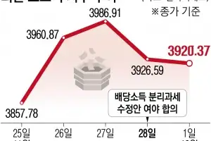 배당소득 분리과세, 기대보다 실망?… 코스피 3920 ‘후퇴’