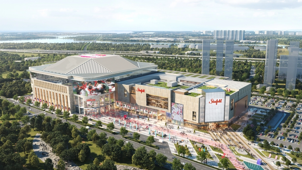 2027년 완공 예정인 ‘스타필드 청라’(조감도)는 쇼핑·스포츠·엔터테인먼트가 결합한 복합시설로 국내 두 번째 돔구장(2만 1000석 규모)을 비롯해 지상 6층·연면적 약 50만㎡ 규모의 쇼핑몰, 호텔 등이 들어선다.  인천 서구 제공