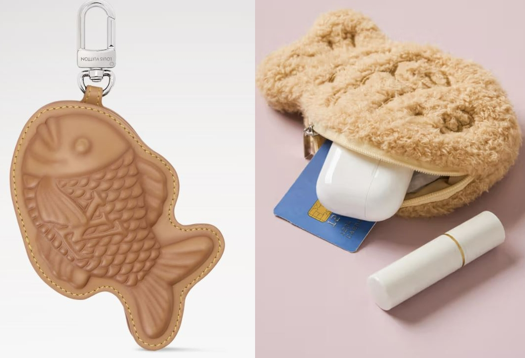 왼쪽부터 루이비통의 ‘LV 붕어빵 백 참’, 다이소의 ‘윈터투게더 붕어빵 파우치 슈크림’, 각 사 홈페이지 캡처