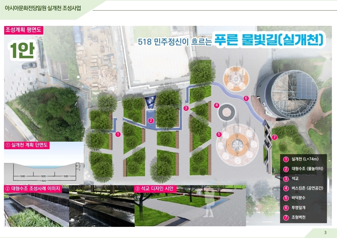 ‘아시아문화전당 주변 실개천 조성사업’ 개념도. 광주광역시 제공