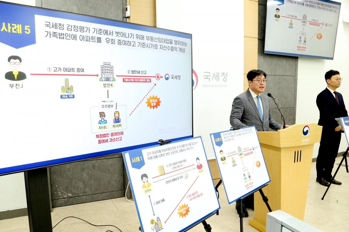 오상훈 국세청 자산과세국장이 4일 세종시 정부세종청사 국세청에서 강남4구·마용성 등 고가 아파트 증여 2077건 전수 검증에 대한 브리핑을 하고 있다.  2025.12.04.  국세청 제공