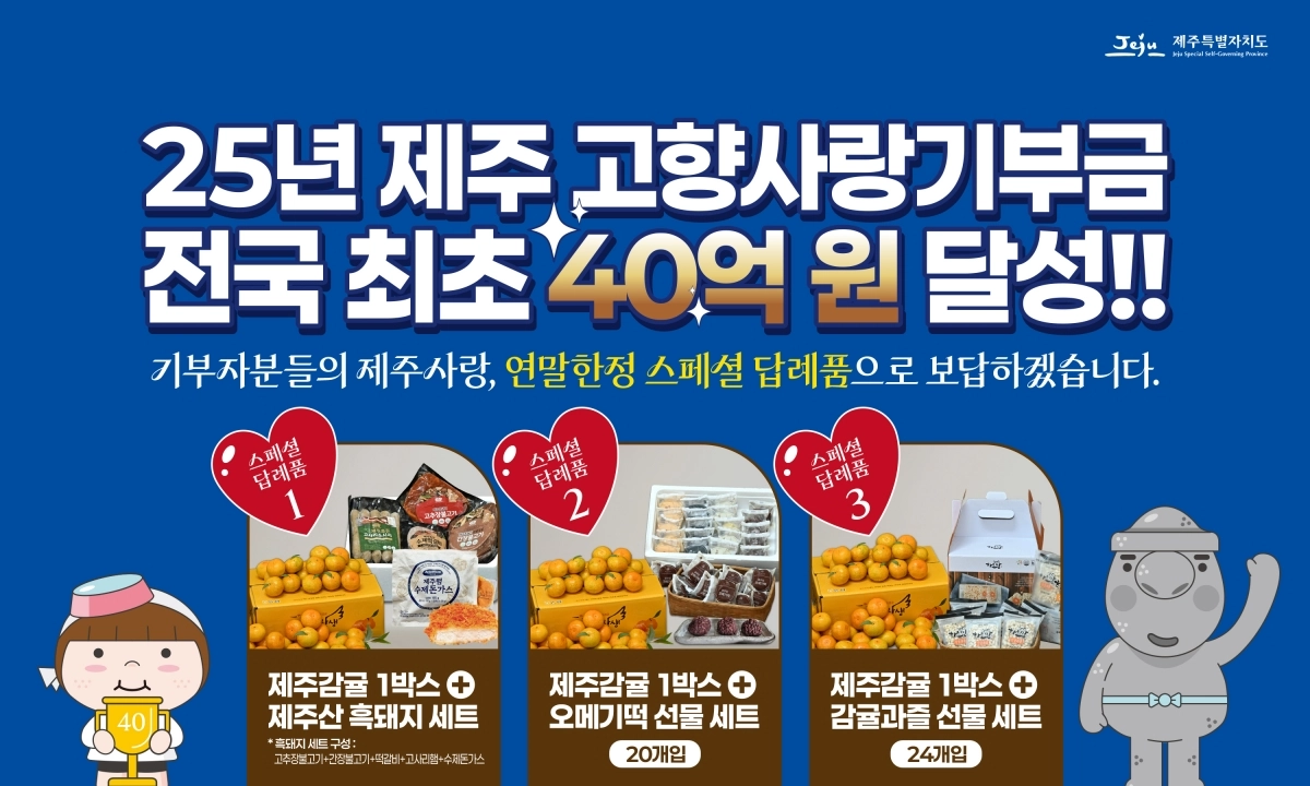 제주도가 4일 기준 올해 고향사랑기부금이 40억 700만 원을 기록했다. 제주도 제공