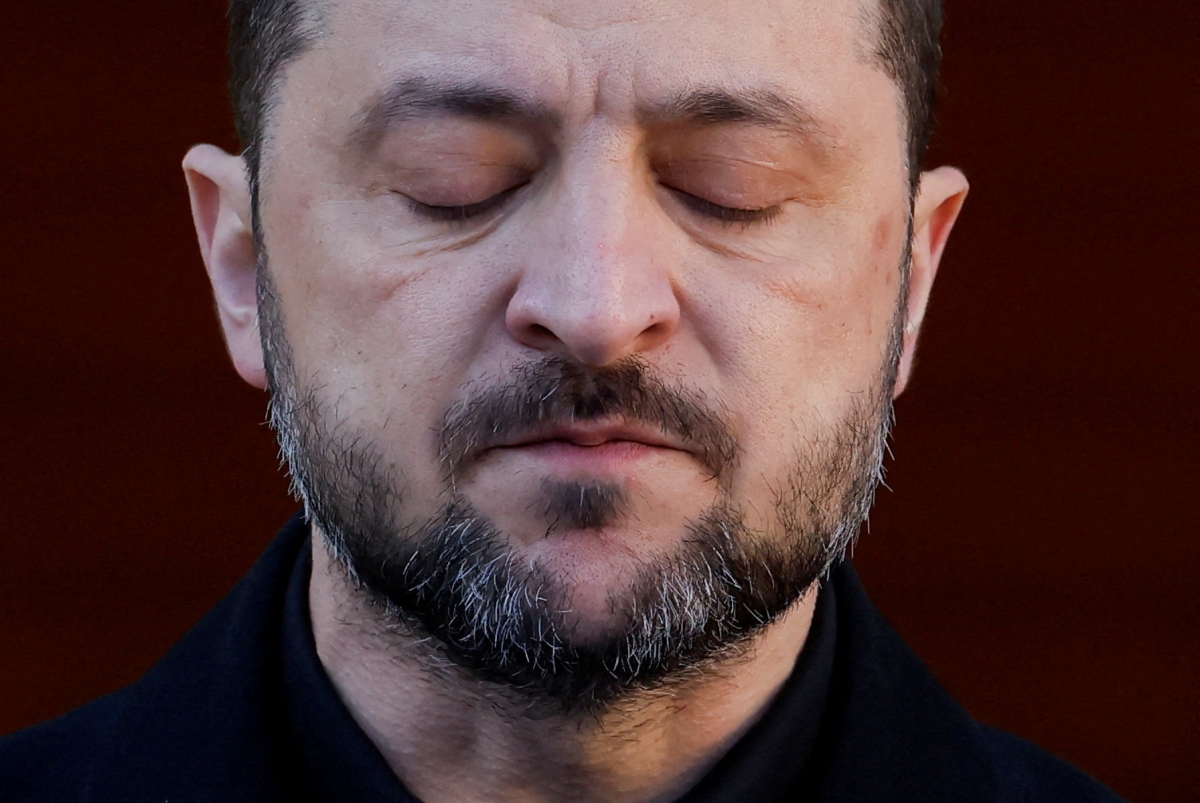 아일랜드를 국빈 방문한 볼로디미르 젤렌스키 우크라이나 대통령이 2일(현지시간) 더블린의 정부 청사에서 마이클 마틴 아일랜드 총리와 양자 기자회견을 하고 있다. 2025.12.2 더블린 로이터 연합뉴스