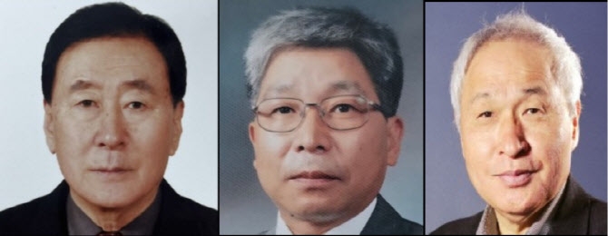 (왼쪽부터) 김성율 국가무형유산 수영야류 보유자, 박문열 국가무형유산 두석장 보유자, 이상해 성균관대 명예교수. 국가유산청 제공