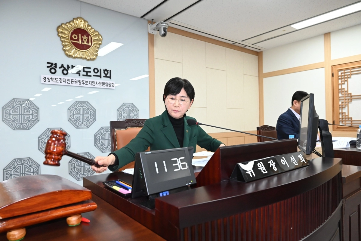 경제진흥원장 후보자 인사청문회 주재하는 이선희 위원장. 경북도의회 제공