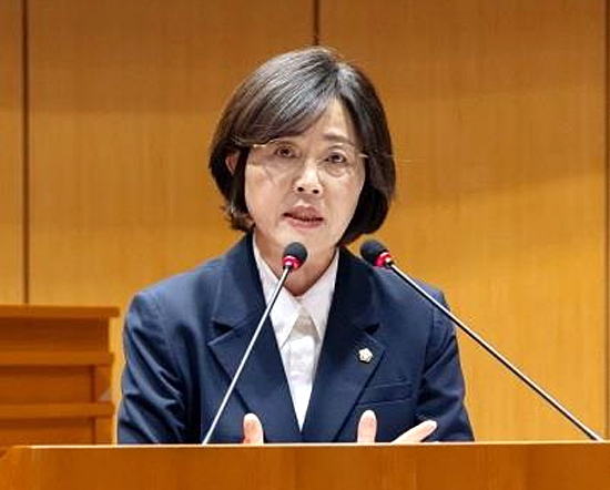 구로구의회 복지건설위원장 최태영 의원이 의회에서 골목상권 활성화에 대해 발언을 하고 있다. 사진: 최태영 의원 제공.