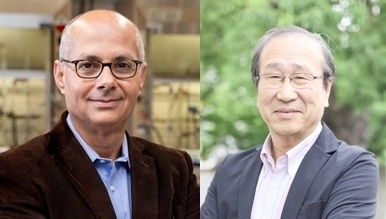 2025년 노벨화학상 공동 수상자로 이번에 고려대 KU-KIST융합대학원 석좌교수로 임용된 오마르 야기 미국 버클리 캘리포니아대 교수(왼쪽), 기타가와 스스무 일본 교토대 교수. 고려대 제공