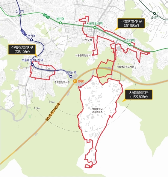 관악S밸리 R&amp;D 벤처·창업 특정개발진흥지구 대상지 위치도