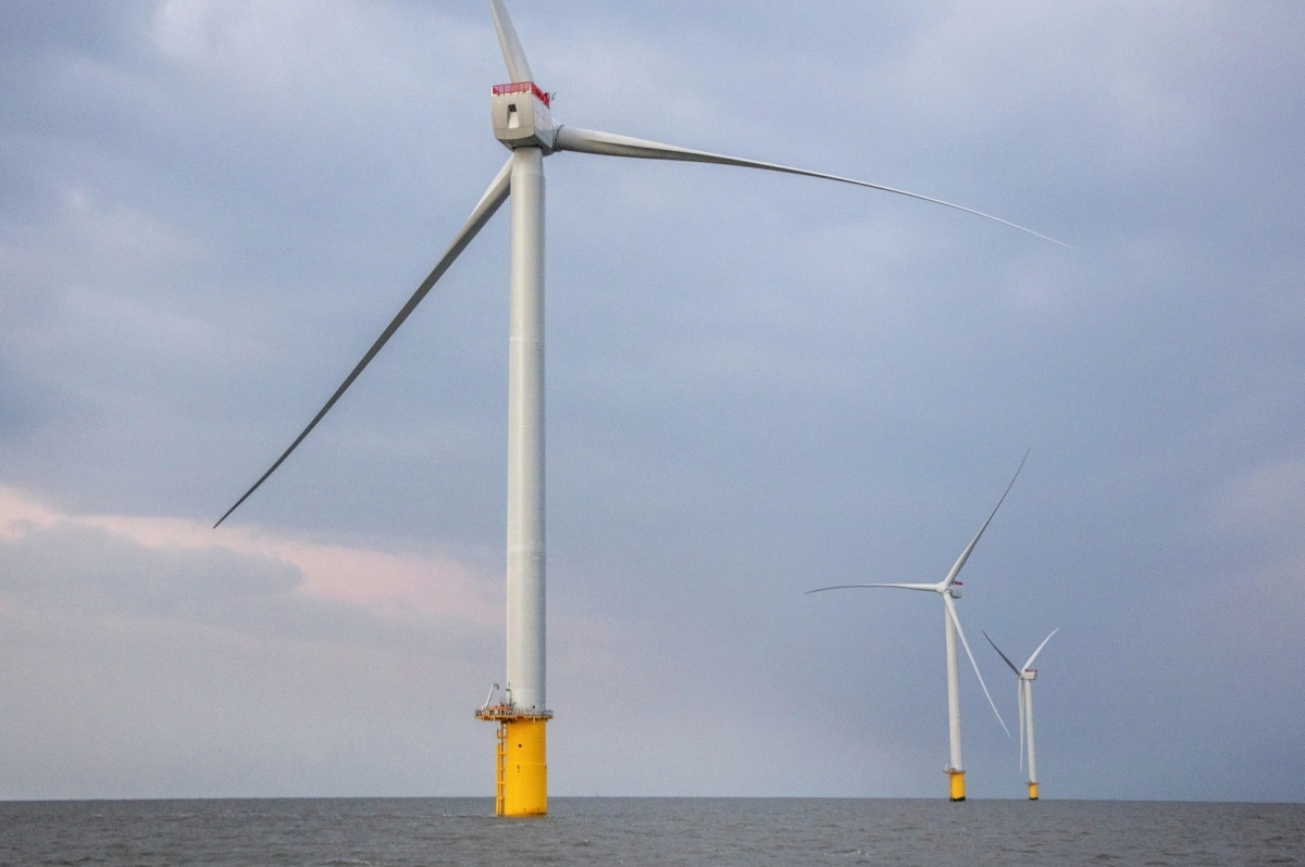 신안군 자은도의 전남해상풍력 1단계 발전단지.