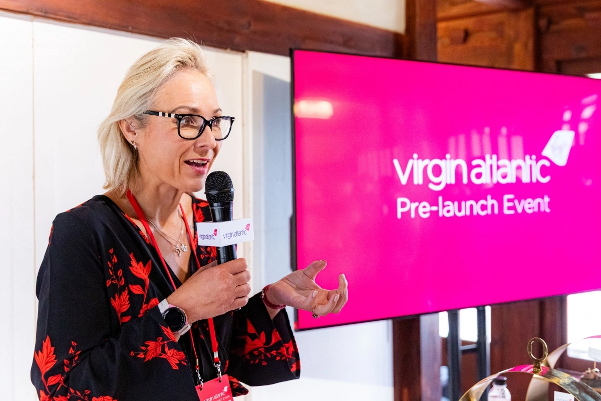 버진 애틀랜틱의 리에즐 게릭 국제업무 총괄이사가 인천-런던 취항 계획을 밝히고 있다. 버진 애틀랜틱 제공.