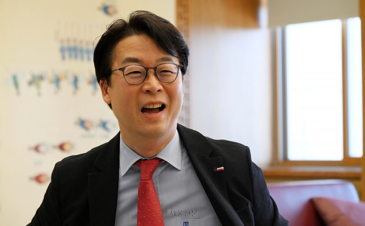 2024년 4월 22일 국회에서 서울신문과 22대 총선 당선인 인터뷰를 하고 있는 곽규택 의원.  오장환 기자