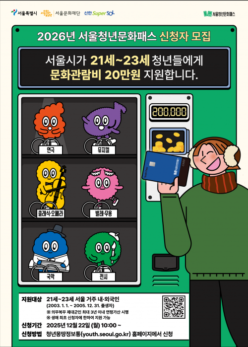 2026년 ‘서울청년문화패스’ 신청자 모집 홍보물. 서울시 제공