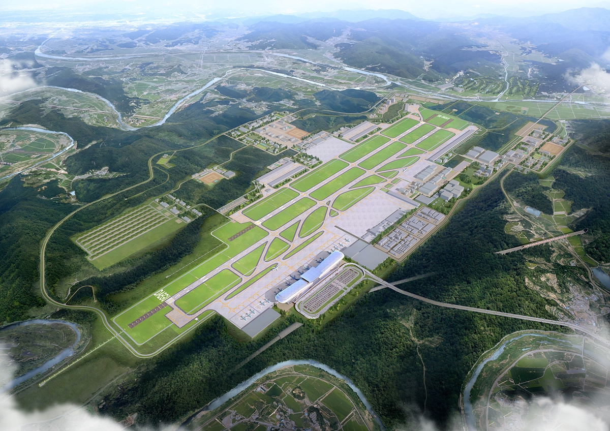 대구 군위와 경북 의성 일대에 들어서는 대구경북(TK)신공항 조감도. 대구시 제공