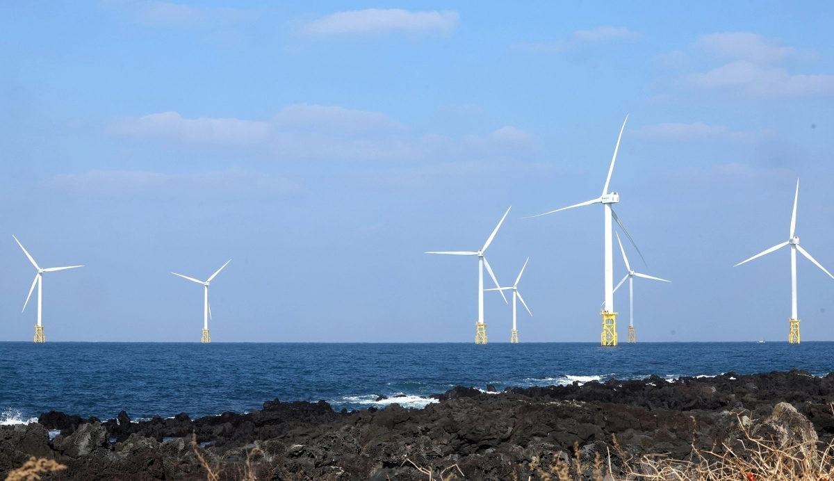 한국전력이 주도해 설립한 제주한림해상풍력 전경. 한국전력 제공