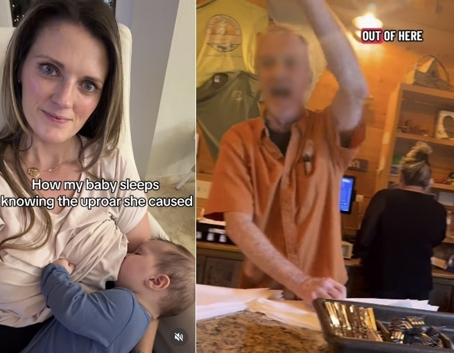 최근 미국에서 한 엄마가 식당에서 모유 수유를 했다는 이유로 쫓겨났다고 주장하며 영상을 공개했다. 아리스 코피엑 인스타그램(@ariskopes) 캡처