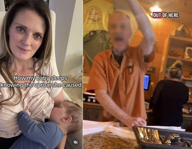 최근 미국에서 한 엄마가 식당에서 모유 수유를 했다는 이유로 쫓겨났다고 주장하며 영상을 공개했다. 아리스 코피엑 인스타그램(@ariskopes) 캡처