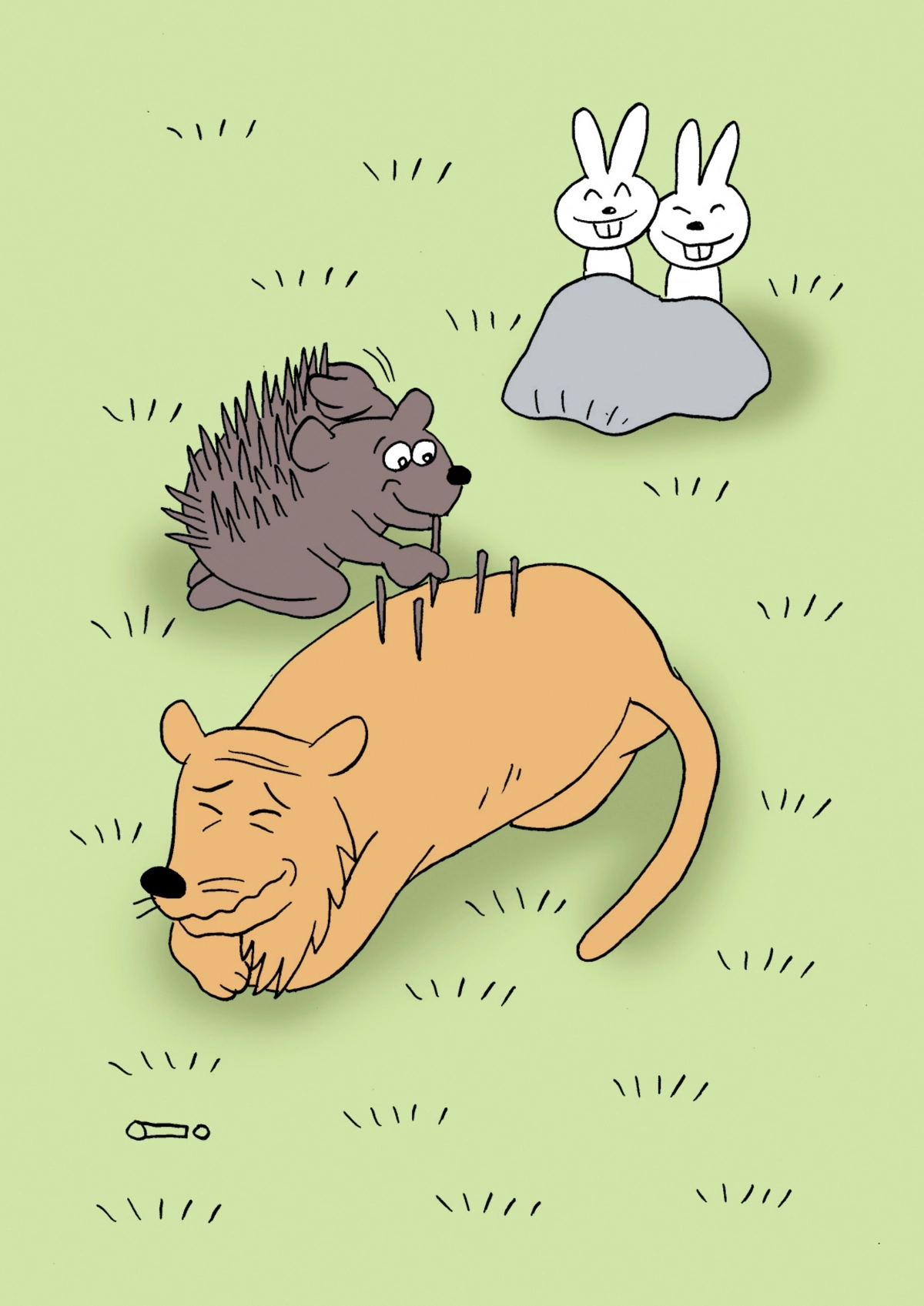 한국카툰협회 창립 20주년 기념전에 전시 중인 조기영 작가의 고슴도치.