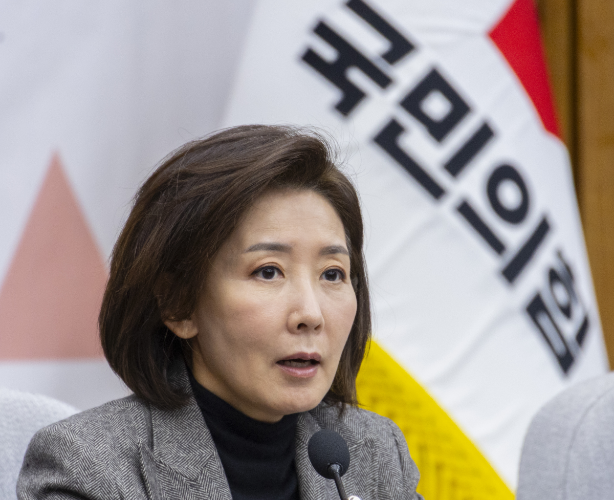 민의힘 지방선거총괄기획단 위원장인 나경원 의원이 15일 국회에서 열린 지방선거총괄기획단-전국청년지방의원협의회 연석회의에서 오는 2026년 지방선거에서 청년 우대 정책 구상이 담긴 인사말을 하고 있다. 연합뉴스