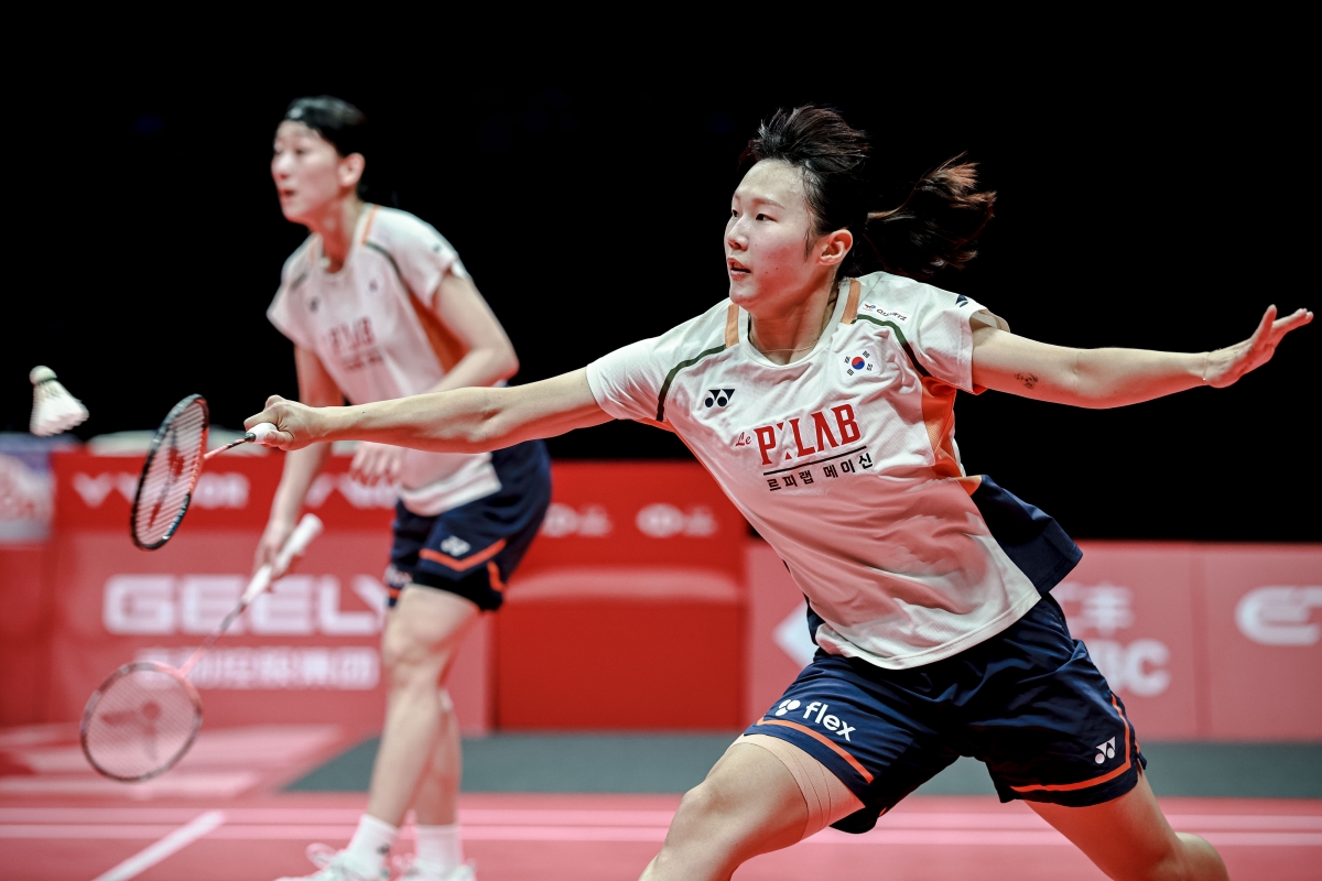 배드민턴 여자 복식 이소희(뒤쪽)와 백하나. 신화 뉴시스