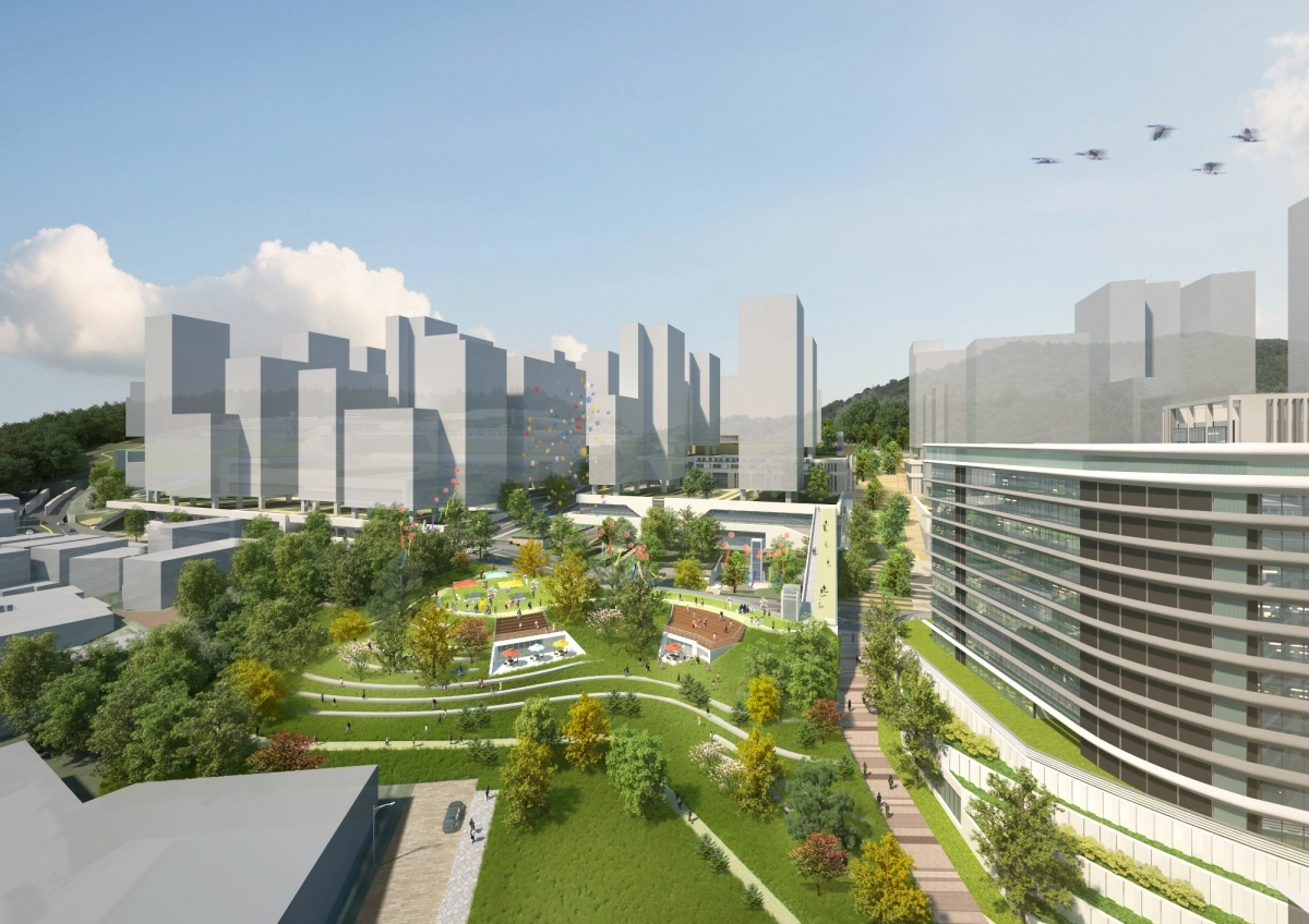 서울 강북구 미아동 130 일대에 조성될 예정인 ‘층층공원’(가운데) 예시 가안. 서울시 제공