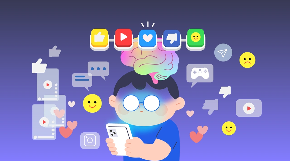 SNS 중독 이미지. 아이클릭아트