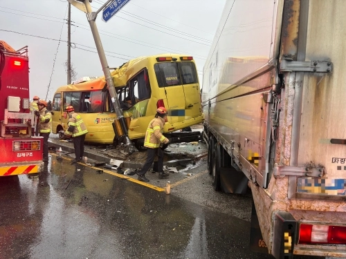 사고난 통학버스. 전북소방본부 제공