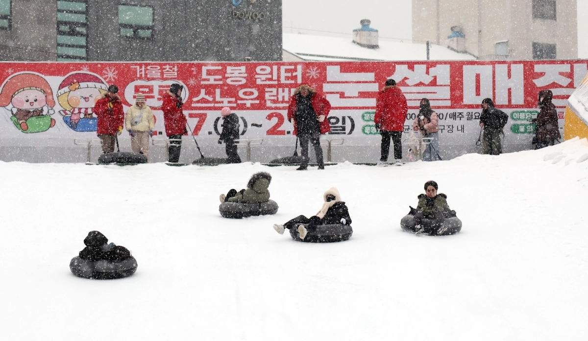 지난 1월 도봉동 성균관대 도봉 선수촌 야구장에 마련된 눈썰매장 모습. 도봉구 제공