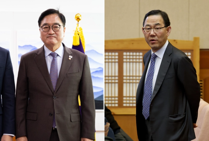 우원식(왼쪽) 국회의장과 주호영(오른쪽) 국회부의장