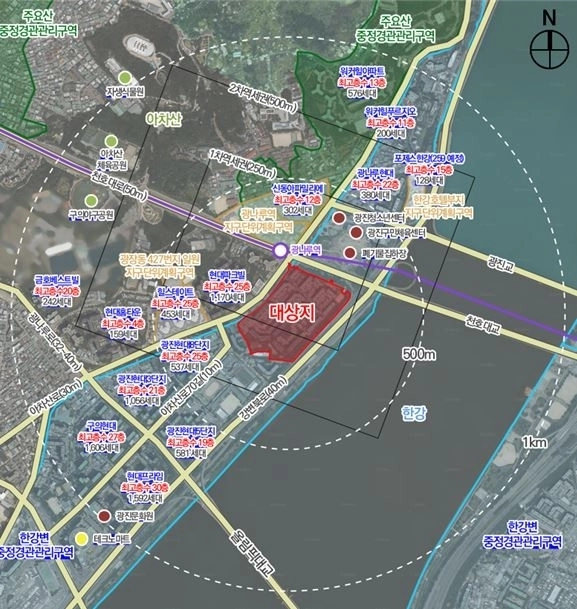 위치도 (광진구 광장동 218-1번지 일대)