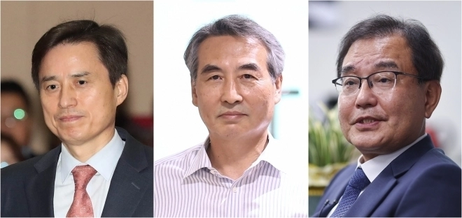 윤석열 전 대통령과 김건희 여사를 정점으로 겨냥하는 ‘3대 특별검사’의 특검들 모습. 왼쪽부터 내란 특검의 조은석 특검, 김건희 특검의 민중기 특검, 채해병 특검의 이명현 특검 순. 연합뉴스