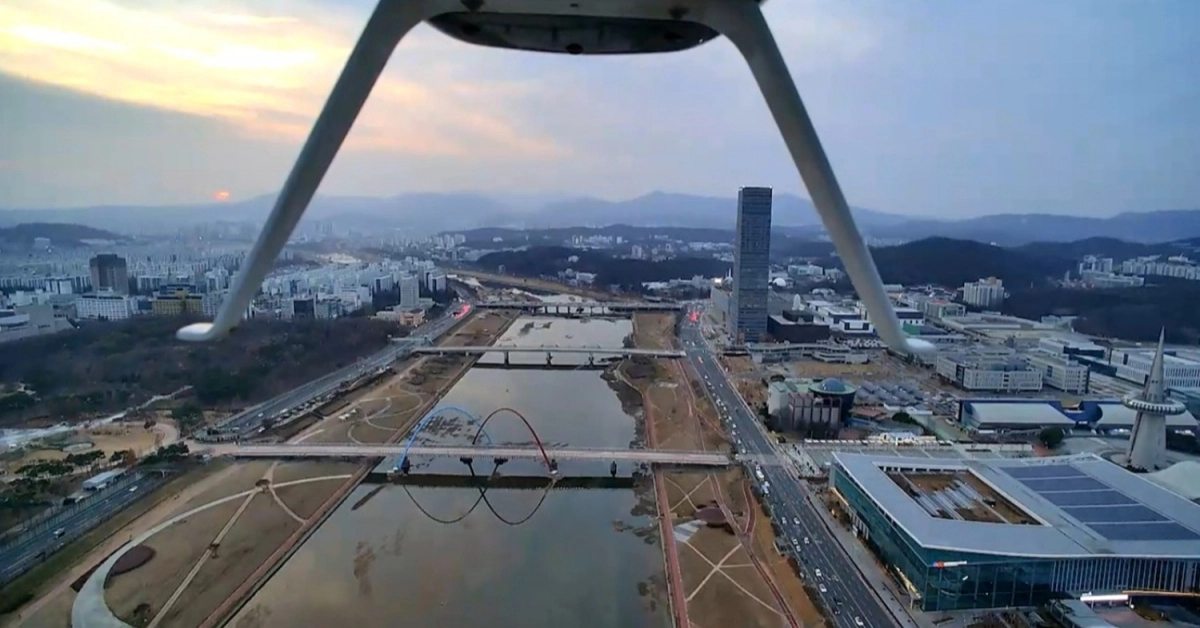 대전 도심 드론 혈액배송 비행 모습. 시 제공