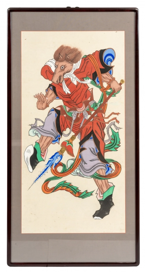 땅의 방위를 지키는 열두 동물을 신으로 형상화해 그린 ‘십이지신도’ 중 오신(말신). 국립민속박물관 제공