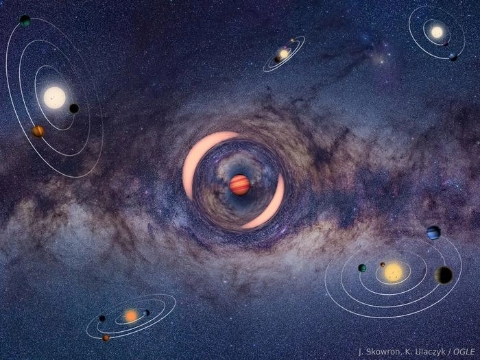 아인슈타인의 일반 상대성 이론을 바탕으로 한 미세 중력 렌즈 현상으로 관측한 떠돌이 행성의 모습.   폴란드 바르샤바대 제공