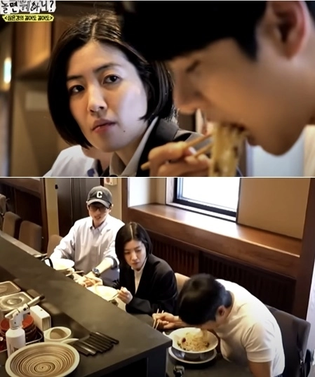 배우 이이경이 ‘면치기’ 논란에 휩싸인 장면. MBC ‘놀면 뭐하니’ 캡처