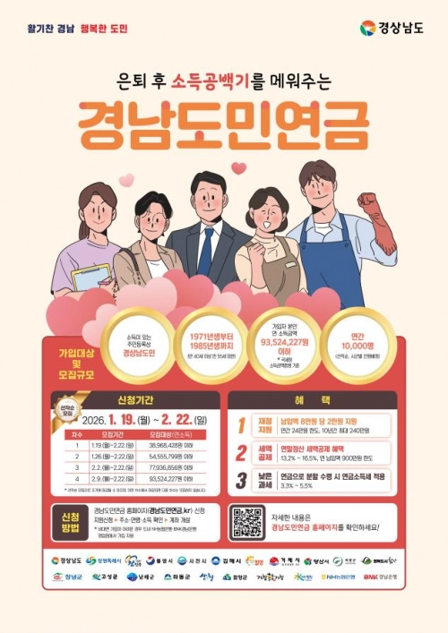 경남도민연금 안내문. 2025.1.5. 경남도 제공
