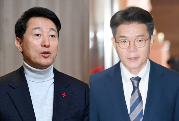 오세훈(왼쪽) 서울시장과 정원오(오른쪽) 성동구청장.