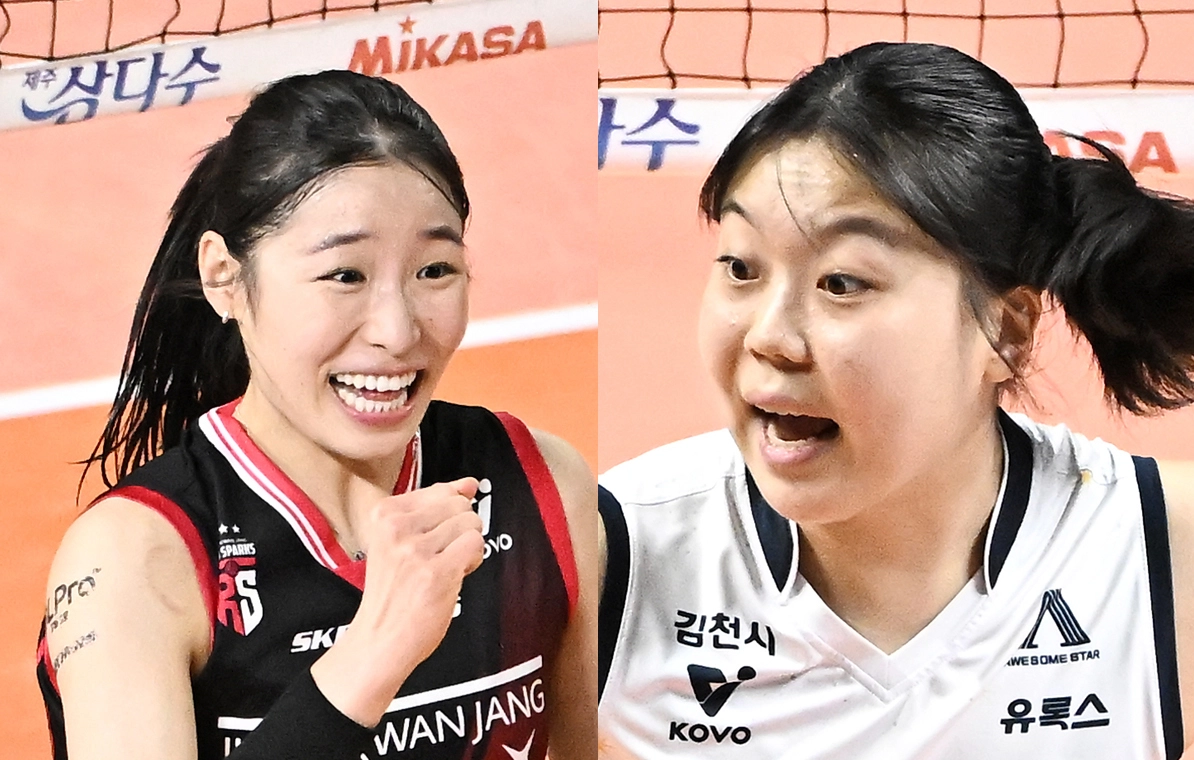 인쿠시(왼쪽),  이지윤(오른쪽). 한국배구연맹 제공