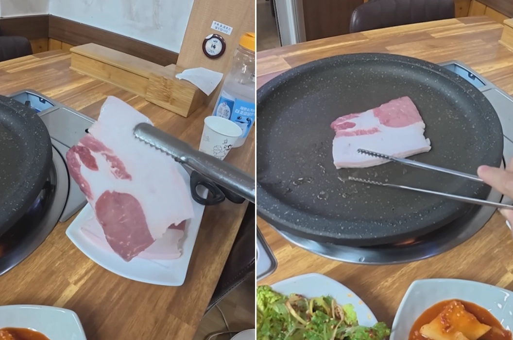 한 여행 유튜버가 지난해 울릉도 여행에서 간 고깃집에서 1인분(120g) 1만 5000원짜리 삼겹살을 시켰다가 살코기보다 비계가 눈에 띄게 많은 고기를 받아 ‘바가지 논란’이 일었다. 유튜브 채널 ‘꾸준’ 캡처