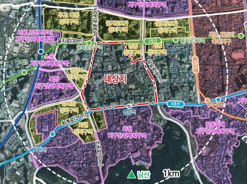 명동관광특구 구역도