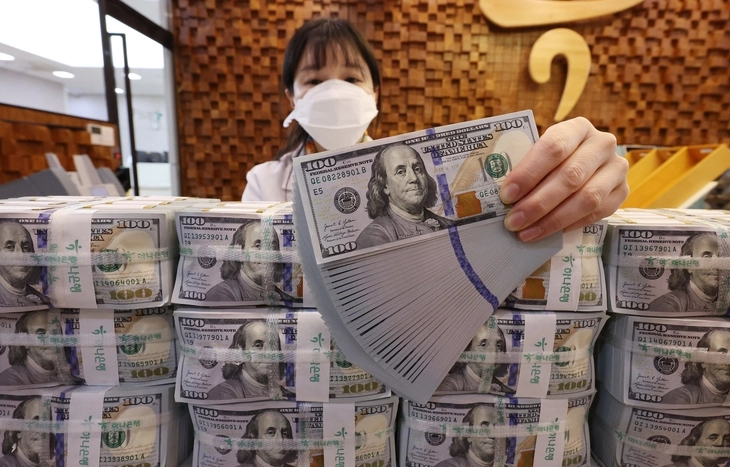 지난해 말 외환보유액이 환율 변동성 관리 등에 쓰이면서 7개월 만에 줄었다. 6일 한국은행에 따르면 작년 12월 말 기준 우리나라 외환보유액은 4280억 5000만달러(약 618조원)로, 전월보다 26억달러 감소했다. 사진은 이날 서울 중구 하나은행 위변조대응센터에서 직원이 달러화를 정리하고 있는 모습.  연합뉴스