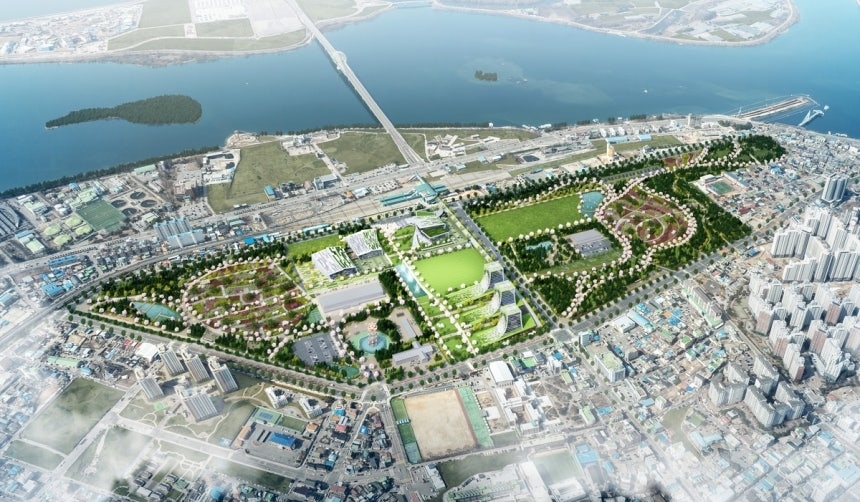 강원 춘천시는 도시재생혁신지구사업을 통해 옛 캠프페이지를 개발할 계획이다. 사진은 도시재생혁신지구사업 조감도. 서울신문 DB