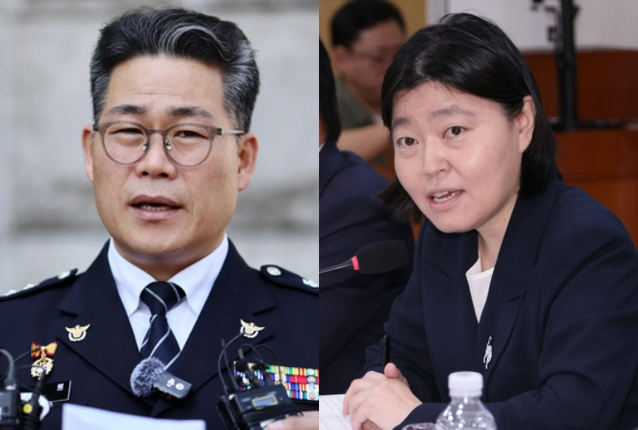 백해룡(왼쪽) 경정과 임은정 서울동부지검장