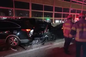 양산휴게소 인근 6중 추돌… 모닝 운전 30대 여성 심정지·4명 부상