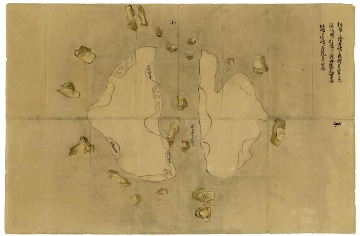 시마네현이 공개한 독도가 그려져 있는 그림지도 ‘마쓰시마 지도’(松島之図). 마쓰시마는 울릉도를 뜻한다. 시네마현 홈페이지 공개자료 캡처