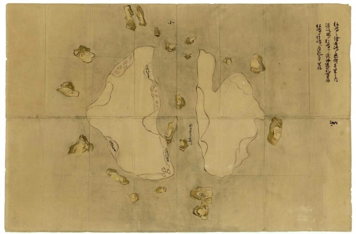 시마네현이 공개한 독도가 그려져 있는 그림지도 ‘마쓰시마 지도’(松島之図). 마쓰시마는 울릉도를 뜻한다. 시네마현 홈페이지 공개자료 캡처