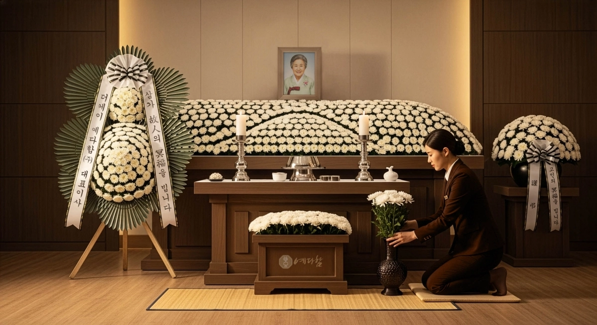 신뢰 중심의 상조 서비스를 강조하는 The-K 예다함은 지난해까지 11년 연속 흑자를 달성했다. 사진은 예다함 장례 서비스 빈소 전경. The-K 예다함 제공