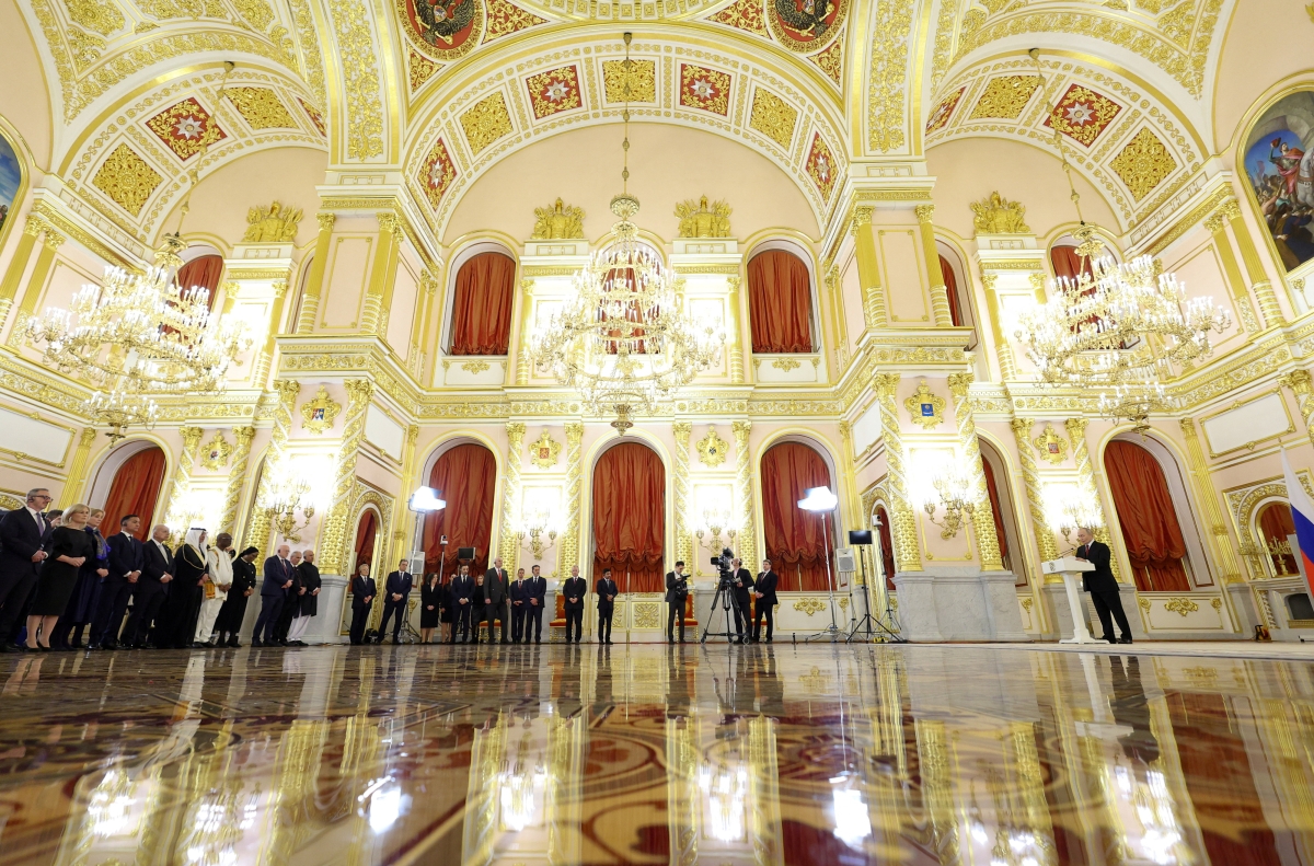 15일(현지시간) 블라디미르 푸틴 러시아 대통령이 모스크바 크렘린궁에서 열린 주러시아 대사 신임장 제정식에서 연설하고 있다. 2026.1.15 로이터 연합뉴스