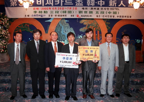 제3회BC카드배 한중신인왕전 시상식에 참석한  녜웨이핑(오른쪽). 서울신문DB