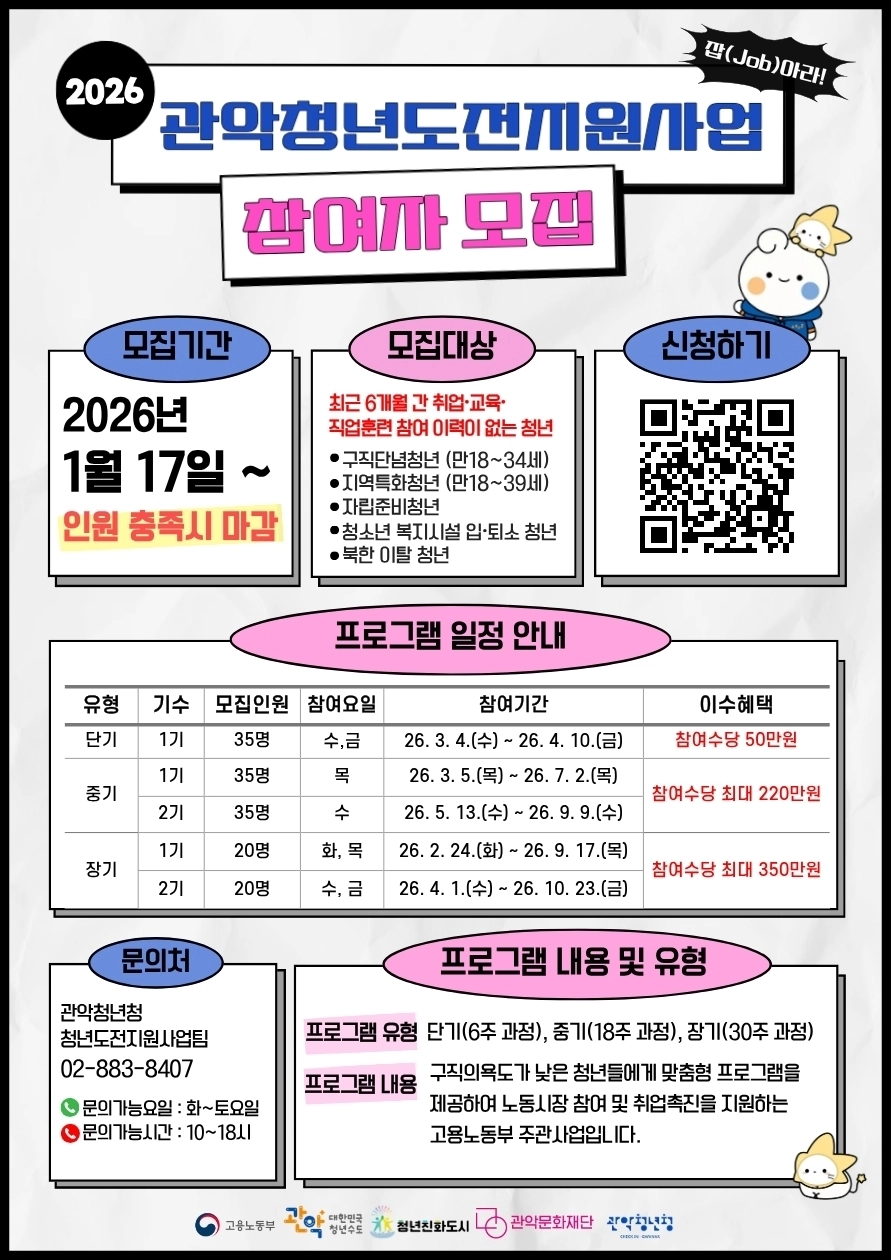 관악청년도전지원사업 모집 포스터
