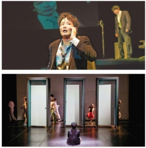 국립극단이 새해 문을 여는 작품으로 내놓은 연극 ‘셋톱박스’는 데이터로만 자신을 증명해야 하는 시대의 풍경을 조명했다(위 사진). 어른과 어린이들이 공동 창작한 ‘이상한어린이연극-오감도’는 아이들의 시선으로 어른들이 만든 사회를 들여다보게 한다(아래 사진). 창작공동체 아르케·공놀이클럽 제공